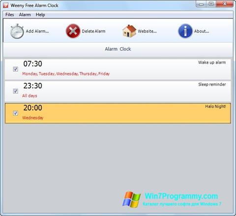 Скриншот программы Free Alarm Clock для Windows 7