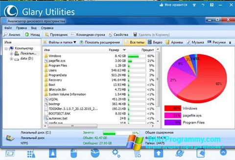Скриншот программы Glary Utilities для Windows 7