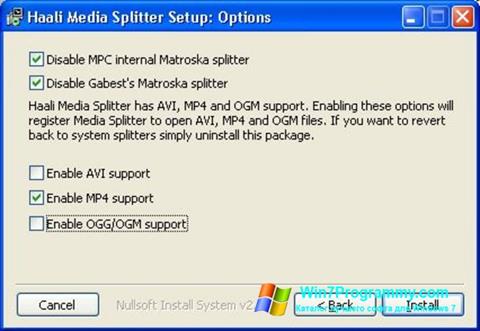 Скриншот программы Haali Media Splitter для Windows 7