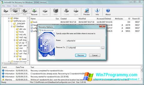 Скриншот программы Active File Recovery для Windows 7