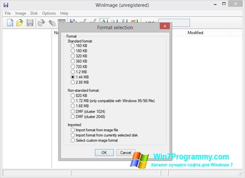 Скриншот программы WinImage для Windows 7