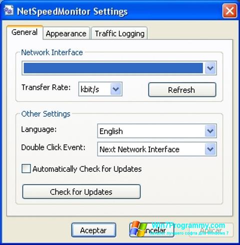 Скриншот программы NetSpeedMonitor для Windows 7