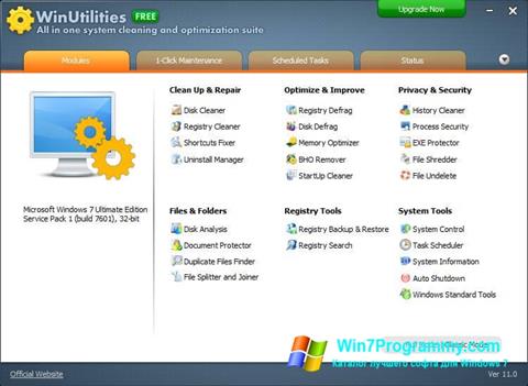 Скриншот программы WinUtilities Memory Optimizer для Windows 7