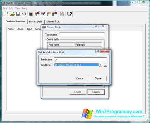 Скриншот программы SQLite Database Browser для Windows 7