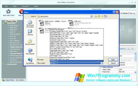 Скриншот программы Any Video Converter для Windows 7