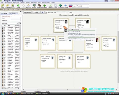 Скриншот программы Family Tree Builder для Windows 7