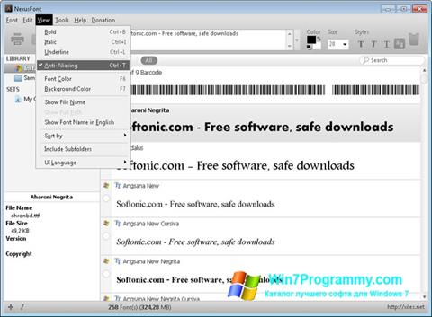 Скриншот программы NexusFont для Windows 7