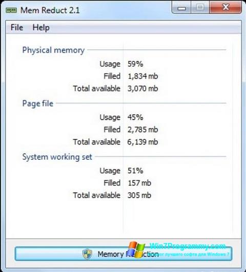 Скриншот программы Mem Reduct для Windows 7