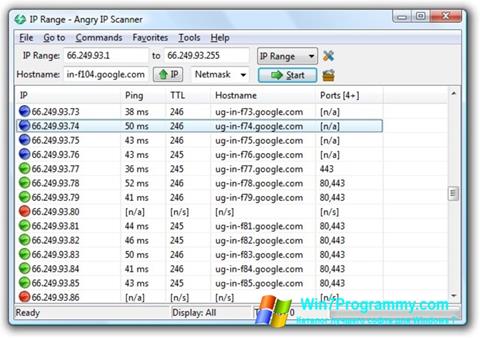Скриншот программы Angry IP Scanner для Windows 7