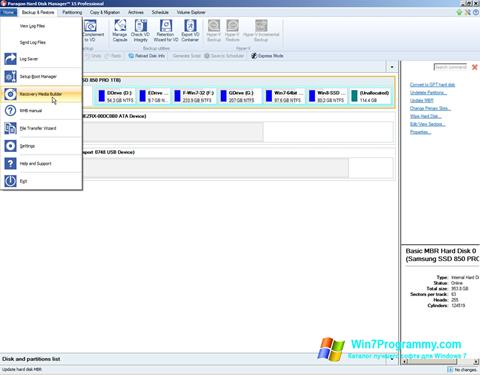 Скриншот программы Paragon Hard Disk Manager для Windows 7