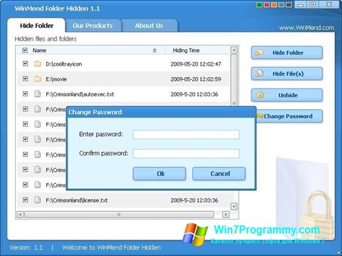 Скриншот программы WinMend Folder Hidden для Windows 7