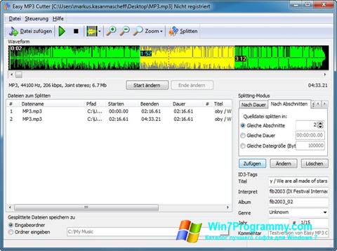 Скриншот программы MP3 Cutter для Windows 7
