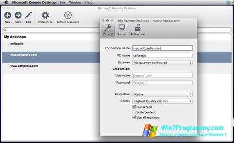 Скриншот программы Microsoft Remote Desktop для Windows 7