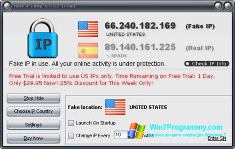Скриншот программы Hide IP Easy для Windows 7