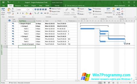 Скриншот программы Microsoft Project для Windows 7