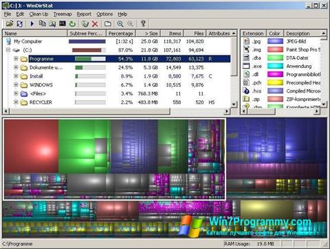 Скриншот программы WinDirStat для Windows 7