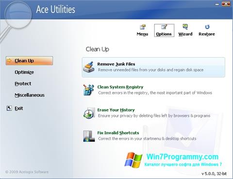 Скриншот программы Ace Utilities для Windows 7