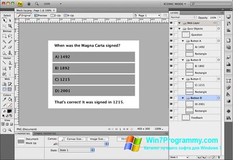 Скриншот программы Adobe Fireworks для Windows 7
