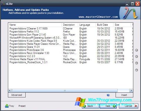 Скриншот программы nLite для Windows 7