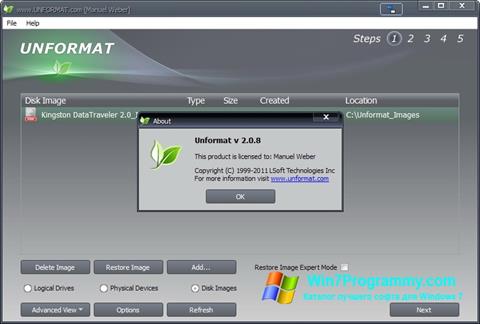Скриншот программы UNFORMAT для Windows 7