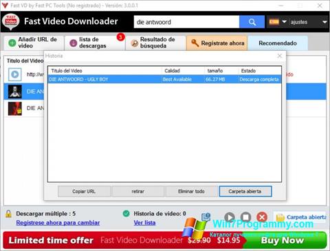 Скриншот программы Fast Video Downloader для Windows 7
