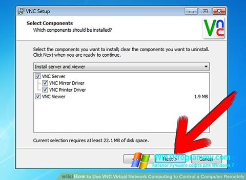 Скриншот программы VNC для Windows 7