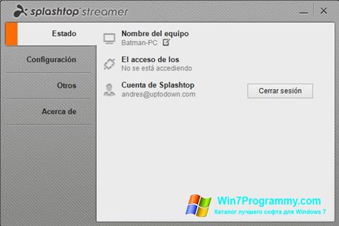 Скриншот программы Splashtop Streamer для Windows 7