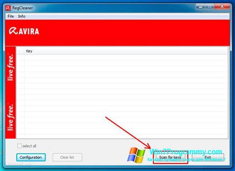 Скриншот программы Avira Registry Cleaner для Windows 7