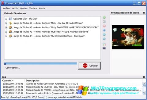 Скриншот программы ConvertXToDVD для Windows 7