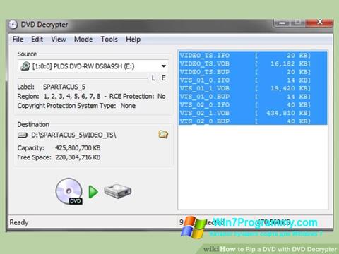 Скриншот программы DVD Decrypter для Windows 7