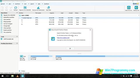 Скриншот программы EASEUS Partition Master для Windows 7
