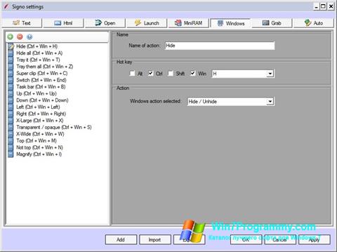 Скриншот программы HotKey Manager для Windows 7