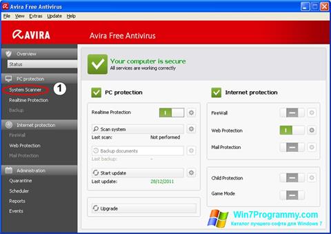 Скриншот программы Avira для Windows 7
