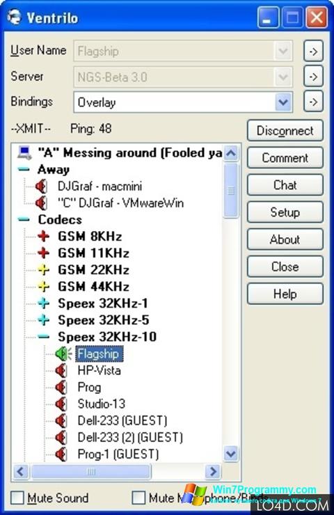Скриншот программы Ventrilo для Windows 7