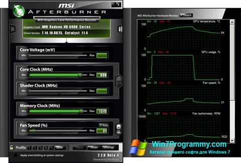 Скриншот программы MSI Afterburner для Windows 7