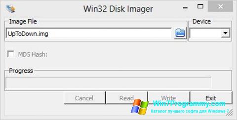 Скриншот программы Win32 Disk Imager для Windows 7