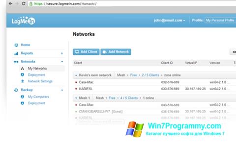 Скриншот программы Hamachi для Windows 7
