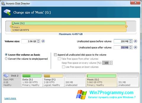 Скриншот программы Acronis Disk Director Suite для Windows 7