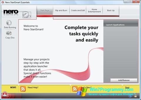 Скриншот программы Nero Lite для Windows 7