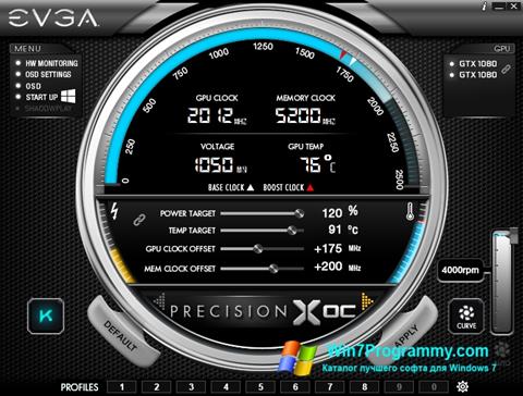 Скриншот программы EVGA Precision X для Windows 7