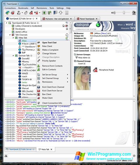 Скриншот программы TeamSpeak для Windows 7