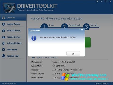 Скриншот программы Driver Toolkit для Windows 7