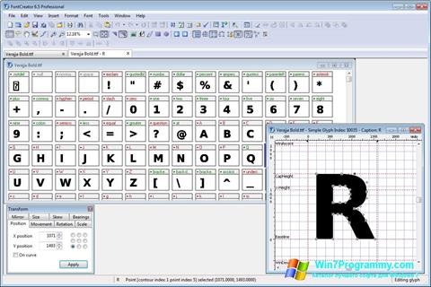 Скриншот программы Font Creator для Windows 7