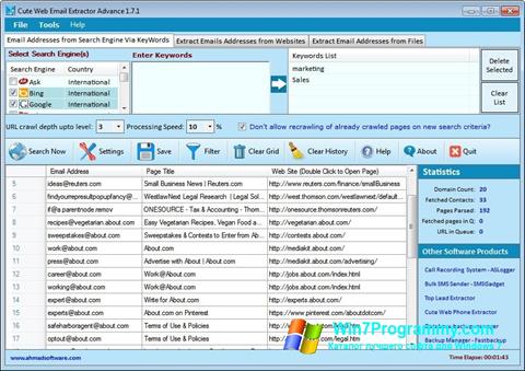 Скриншот программы eMail Extractor для Windows 7
