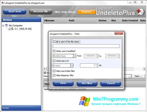 Скриншот программы Undelete Plus для Windows 7