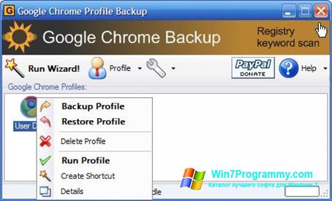 Скриншот программы Google Chrome Backup для Windows 7