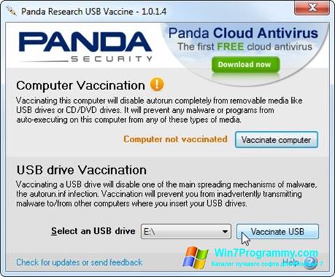 Скриншот программы Panda USB Vaccine для Windows 7