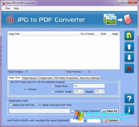 Скриншот программы JPG to PDF Converter для Windows 7