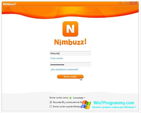 Скриншот программы Nimbuzz для Windows 7