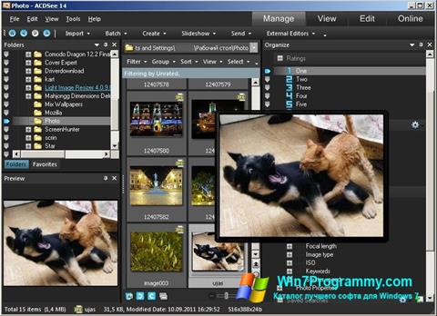 Скриншот программы ACDSee Photo Manager для Windows 7